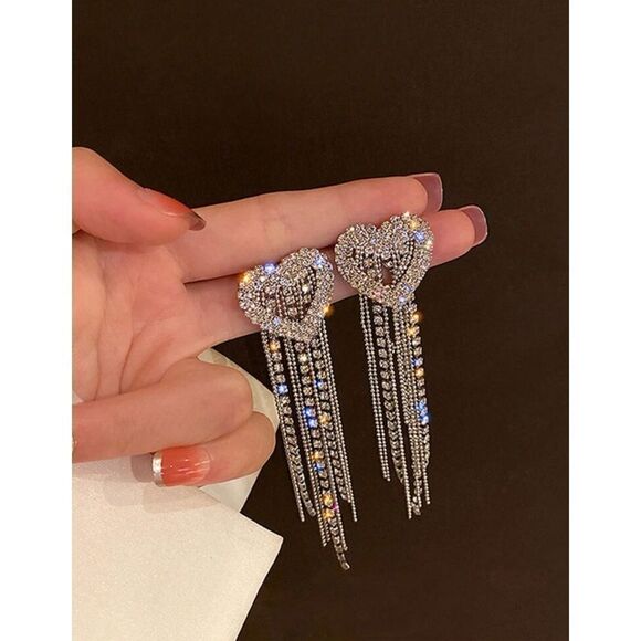 Gold Heart Bling Earrings - Picture 1 of 3